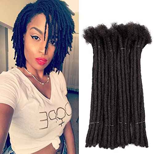 Crochet Dreadlocks Extensions 10 Inch 40 Strands 100% Human Hair Locs Extensions All Handmade Crochet Permanent Loc Extensions Diameter 0.6 cm Natural Black Color (10 Inch, 40 Strands)