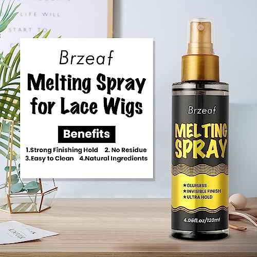 Brzeaf Lace Melting Spray and Holding Spray(120ml), Extreme Hold & Glueless, Melting Spray for Lace Wigs, Strong Natural Finishing Hold, Dries Quickly, Wig Melting Spray & Hair Adhesive for Wigs