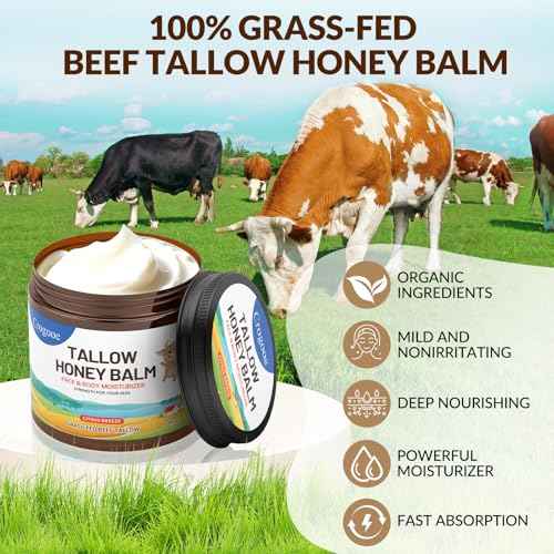 Beef Talow for Skin - 100% Grass Fed - Whipped Tallow and Honey Balm£¬Moisturizer Cream for Face & Body -Natural Organic Formula for Dry & Sensitive Skin (Citrus Breeze) (2 oz)