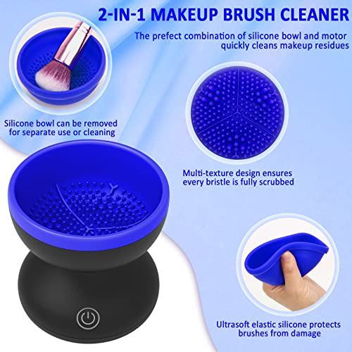 Electric Makeup Brush Cleaner - Catcan Makeup Brush Cleaner Machine, Portable Automatic Cosmetic Brush Cleaner Tools, Paint Brush Cleaner Spinner, Valentine's Day Gift Fits for All Size Brushes