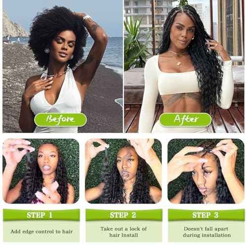 Human Braiding Hair for Boho Braids 75g 24 Inch Deep Water Wave Bulk Human Hair for Braiding No Weft 12A Boho Curly Human Hair for Braiding 10 Bundles/Pack Natural Color