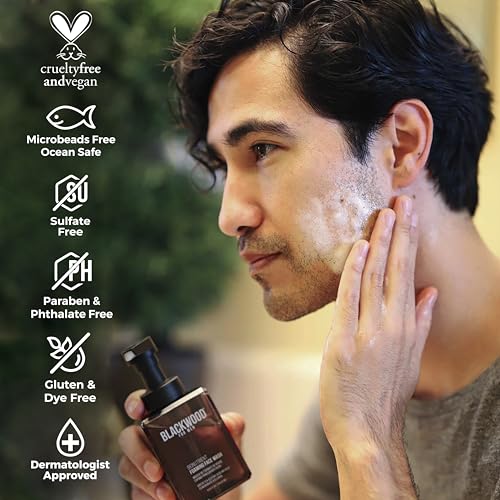 Blackwood For Men BioNutrient Foaming Face Wash - Gentle Daily Acne Facial Cleanser For Dry to Sensitive Skin - Deep Cleanse for Exfoliation - Paraben Free, Sulfate Free, & Cruelty Free (4.45 oz)