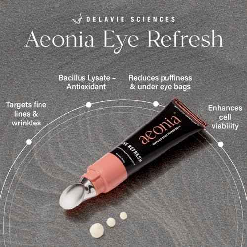 Aeonia Eye Refresh, Certified Space Technology Skincare ? Hydrating & Anti-Aging Eye Cream with Bacillus Lysate, Reduces Fine Lines, Puffiness & Dark Circles, Firming & Illuminating Formula, 0.5 Fl Oz