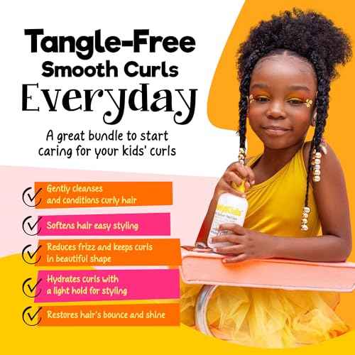 CurlyKids Super Detangle Spray Bundle with Hair Detangler Spray, Kids Shampoo, Conditioner, Gel & Creme for Curly, Frizzy, & Wavy Hair | Sulfate & Paraben-Free Formula to Detangle