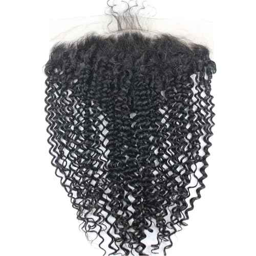 Dreambeauty Transparent Lace Color 13¡¿6" Lace Frontal Closure Kinky Curly Free Part Brazilian Remy Human Hair Pre-Plucked Natural Hairline Lace Frontal Closure with Baby Hair Natural Color (18 Inch)