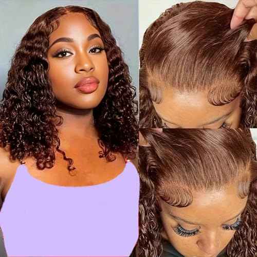#4 Bundles Human Hair Brown Kinky Curly Bundles 24 26 28 inch Chocolate Brown Human Hair Bundle #4 Color