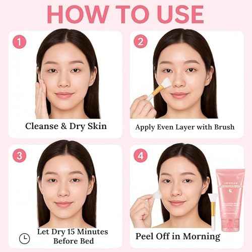 Korean Collagen Night Wrapping Mask - Overnight Peel Off Facial Mask for Face - Hydrating Sleeping Mask Skincare - Anti-Aging Glass Skin Elasticity Treatment - Women
