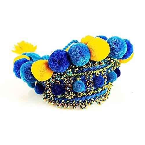 Rushnichok Kokoshnik Ukrainian Traditional Easter Headdress Blue Wreath Kokoshnic Vyshyvanka Style Handmade Beaded Hippie Tiara