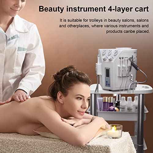 Facial Trolley Beauty Salon Cart 4 Layers Tray Sliver Colour Al Frame with White ABS Wheels Elitzia ETTRO5S