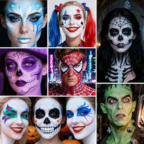 Silver Face Body Paint - Professional Water-Based Non-Toxic Body Painting for Vampire, Skeleton Halloween SFX Cosplay, Full Coverage Washable Cream for Costume Party Theater