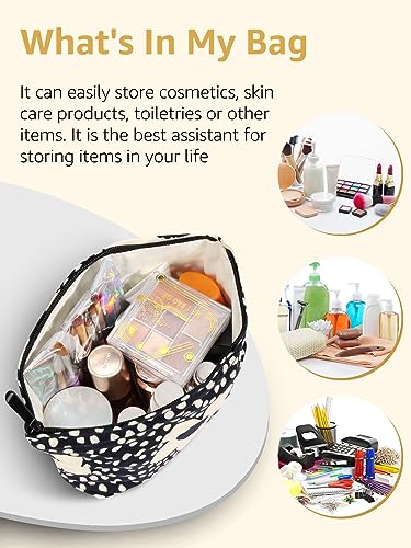 WONEDIRR Makeup Bag - Cotton Travel Make Up Bag - Large Cosmetic Bag for Women Girl - 2 Pcs Portable Makeup Organizer Bag for Travel Trip Blue Dots