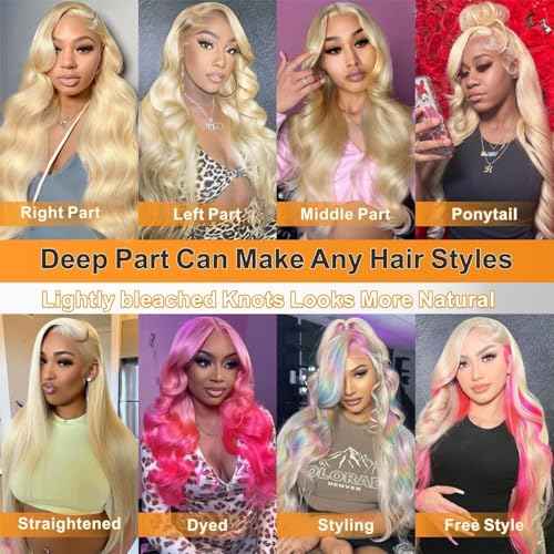 613 Blonde 30 Inch 13X6 HD Lace Front Wigs Human Hair Body Wave 613 Loose Body Wave 13X6 Transparent Lace Frontal Wigs 100% Human Hair Pre Plucked with Baby Hair Daily Wear Wig for Women