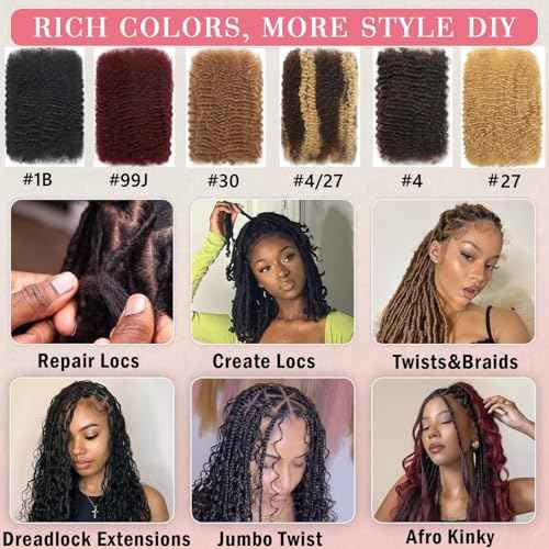 Afro Kinkys Bulk Human Hair For Braiding 427 Highlight Afro Kinky-Curly Human Hair Bulk For Mini Twist 20 Inch 100g/pack Bulk Human Braiding Hair For Micro Locs Extensions