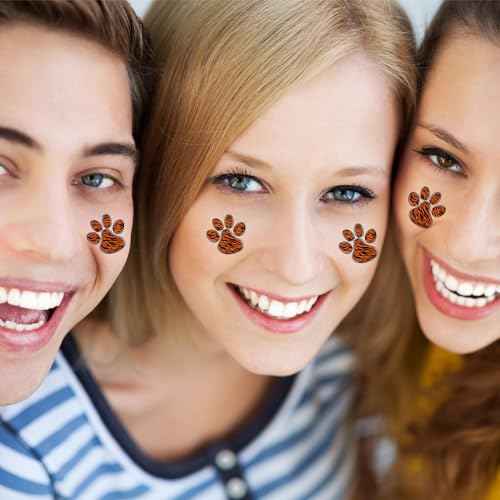 Harloon 20 Sheets 300 Pcs Paw Print Tattoos Temporary Paw Print Face Tattoos Dog Stickers Removable for Cheer Patrol Women Body Arm Foot(Tiger)