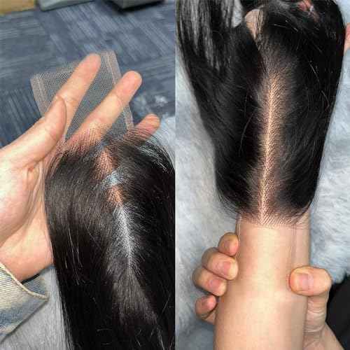 Brazilian 2x6 Human Hair Lace Closure 22 Inch Body Wave 2x6 Human Hair Closure Black Middle Part 100% Human Hair Lace Closure With Baby Hair (22 Inch, 2x6 Black)