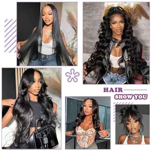 Body Wave Bundles Human Hair 20 22 24 Inch 12A Brazilian 3 Bundles Human Hair Extensions Natural Black
