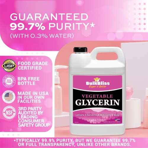 Vegetable Glycerine Food Grade, Non-GMO for Skin, Crafts - 1 Gallon Glycerin Liquid