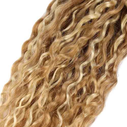 P27/613 Blonde Human Braiding Hair Deep Wave Bulk 28 28 28 Inch Human Hair Weave 3 Bundle Unprocessed Brazilian Virgin Hair Highlight Blonde Deep Wave Braiding Hair Extensions 50 Grams/Bundle