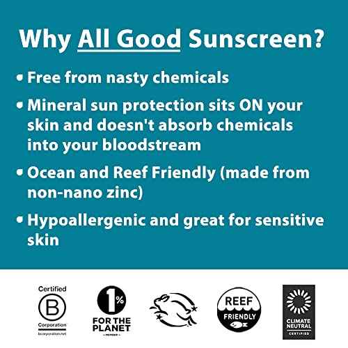 All Good SPF 15 Lip Balm, Mineral & Facial Sunscreen Bundle - Broad Spectrum SPF 30+, Water Resistant - Includes (1) SPF 30 Sport Sunscreen, (1) Lip Balm SPF 15 3-Pack and (1) Facial Sunscreen