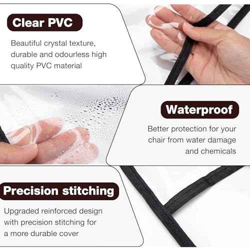 Noverlife Round Barber Chair Cover Protector, 20 in Wide Clear PVC Salon Chair Cover, Hairdressing Chair Back Stitched Cover Durable Easy Clean Covers Prevents Damage for Hair Salon Spa Office Chairs