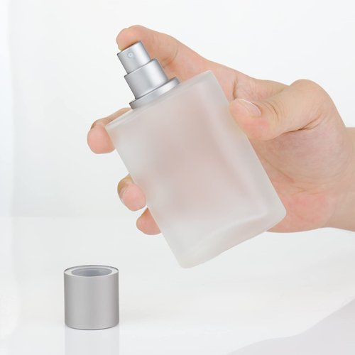 JJKMALL 100ML 3.4OZ Refillable Spray Perfume Bottles large cosmetic Fine Mist Atomizer Empty Frosted Clear Glass Essential Oil Container for Travel Makeup Party Refill tool