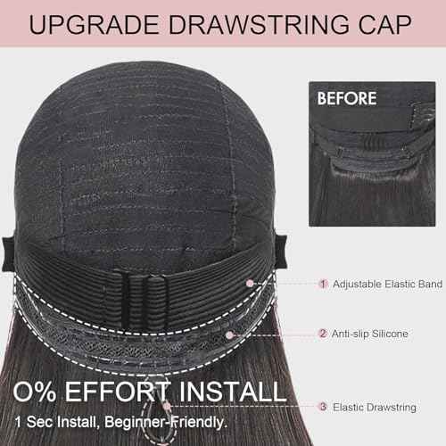 Bob Glueless Wigs Human Hair Pre Plucked Pre Cut 6x4 HD Transparent Lace Front Wigs Human Hair 150% Density Wear and Go Short Straight Wigs for Black Women No Glue 14 Inch