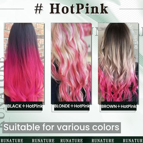 RUNATURE Keratin Tip Extensions U Tip Hair Extensions Human Hair Utip Human Hair Extensions Hot Pink K Tip Extensions Real Human Hair Prebonded Hot Fusion Hair Extensions for Highlight 20 Inch 25g 25s