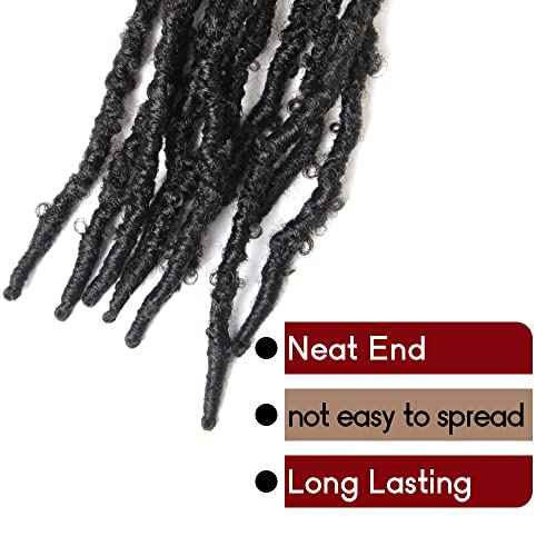 BOHOBABE 24 Inch Light Weight Butterfly Locs Crochet Hair 8 Packs Long Black Distressed Butterfly Faux Locs Crochet Hair, 1B