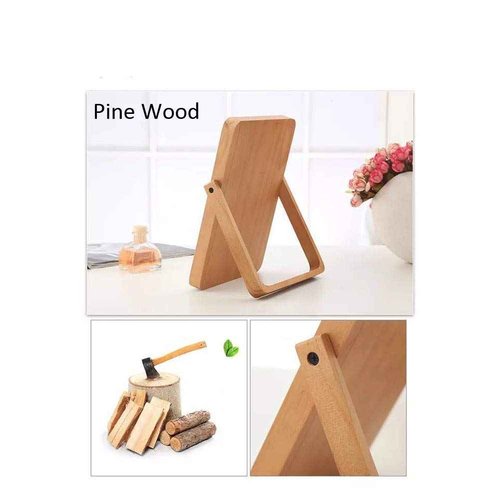 Buwico Rectangle Standing Vanity Makeup Mirror, Wood Frame, 10.2"L x 7.3"W, Modern Style, Tabletop Mount, Bathroom & Home Decor