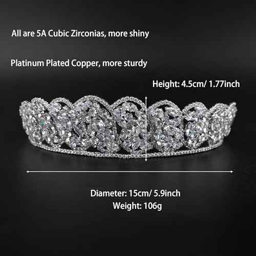 QXMYOO Princess Pearl Crowns Cubic Zirconia Queen Tiaras for Bride Headdress Vintage Birthday Prom Pageant Wedding Tiaras and Crowns Silver Crystal Bridal Hair Accessories