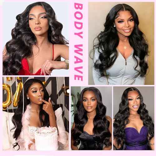 12A Human Hair Bundles 20 22 24 Inch Body Wave Bundles Human Hair 100% Unprocessed Brazilian Virgin Hair Real Human Hair Extensions Natural Black