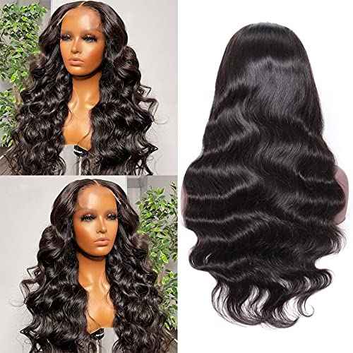 Licoville 24 Inch Body Wave Lace Front Wigs Human Hair 4x1 Lace Closure Human Hair Wigs for Black Women Pre Plucked Glueless Body Wave Lace Front Wig Natural Black 150% Density