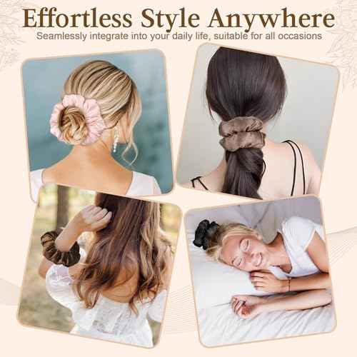 4Pcs Large Satin Hair Scrunchies, Big Pillow Scrunchies for Women Girls Silk Sleepy Scrunchie Ponytail Holders for Thick Hair