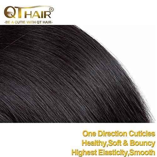 QTHAIR 16A Brazilian Straight Human Hair 3 Bundles (12 14 16inch,300g) Brazilian Virgin Hair Straight Human Hair Extensions Unprocessed Brazilian Straight Hair Weave for All Women