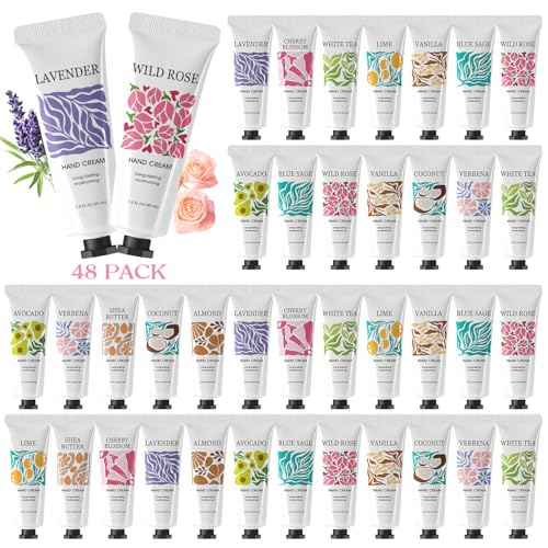 BODY & EARTH # LOVE 48 Pack Hand Cream for Women Gifts Moisturizing Hand Lotion Cream For Dry Hands Bulk Mini Hand Lotion Gift Sets For Mother's Day Valentine's Day Christmas