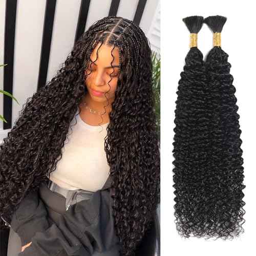 Human Braiding Hair For Boho Braids Human Curly Braiding Hair Bulk Human Hair For Braiding No Weft Human Hair Bundles For Braiding 100% Human Hair 1 Pack-2 Bundles 100g
