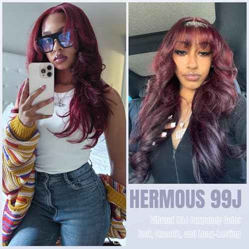 13A Double Drawn 99J Dark Burgundy Human Hair Bundles Body Wave, Double Lifespan Than Regular Bundle Keep Silky & Soft After Washes Colored #99J Wine Single Bundles Raw Hair Quick Weave 10 IN