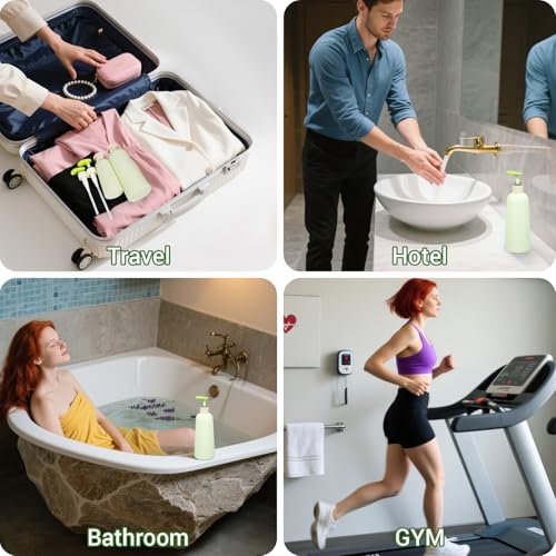 16.9oz Travel Shampoo Bottle with Flip Cap, Refillable Plastic Pump Bottles Dispenser for Soap, Shampoo, Lotions, Liquid Body Wash, Creams and Massage Oil (2Pack, 16.9oz/500ml)