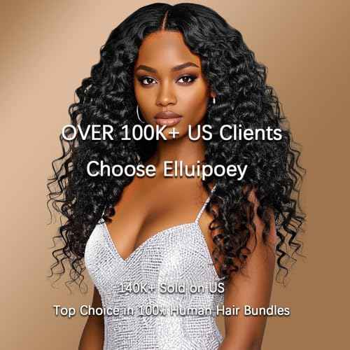 Deep Wave Human Hair Bundles 14 16 18 Inch Water Wave Bundles 15A Brazilian 100% Unprocessed Virgin Human Hair Wet and Wavy Bundles Double Weft Deep Curly Weave 3 Bundles Natural Black