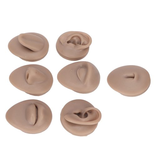 Soft Silicone Flexible Model Body Part Displays Set, Silicone Tongue Mouth Navel Ear Model for Piercing Practice and Jewelry Display Acupuncture Teaching Tool, Education (Dark