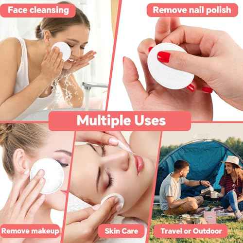100% Pure Cotton Round Pads for Face (210), Lint-Free Makeup Remover Pads, Soft, Absorbent, Hypoallergenic, Multi-Layer Design for Cleansing, Skincare and Nail Polish Removal