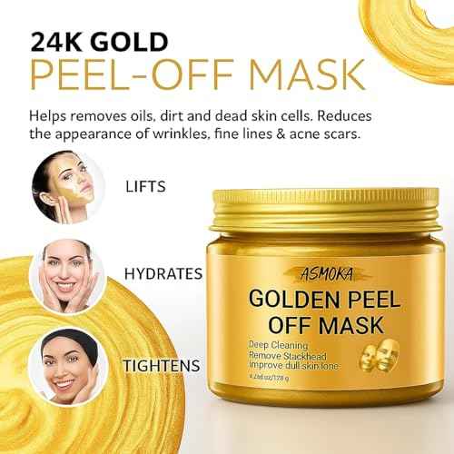 24K Gold Peel Off Mask,Collagen Face Mask, Hydrating Overnight Hydrogel Mask,Gentle Skin Care, Pore Minimizing, Elasticity Improvement