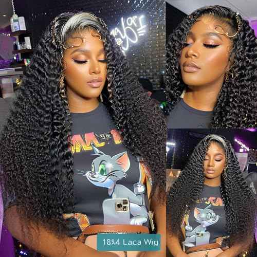 VibeFusion 13x4 HD Transparent Lace Front Human Hair Kinky Curly Wig 200% Density Glueless Pre Plucked Pre-Cut 18 Inch Women's Wig