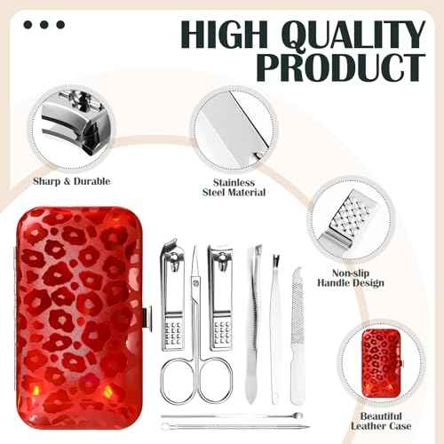 30 Sets Bulk Gifts for Women Manicure Set Bulk Professional Nail Care Kit Nail Clippers Kit 8 in 1 Stainless Steel Pedicure Set with Travel Case for Women Men(Laser Leopard Print)