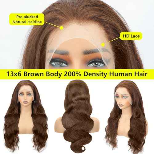 chocolate Brown Lace Front Wig 30 Inch Brown Body Wave Lace Front Wigs Human Hair Pre Plucked with Baby Hair Brown Wig Human Hair 13x6 HD Colored Frontal Wigs Human Hair wig