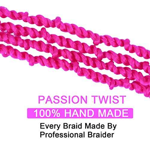 6Packs Long Pink Passion Twist Corchet Hair 32inch Pre-Looped Crochet Braids Long Pretwisted Passion Twist Braiding Hair Extensions for Women(11strands/pack, Pink#)