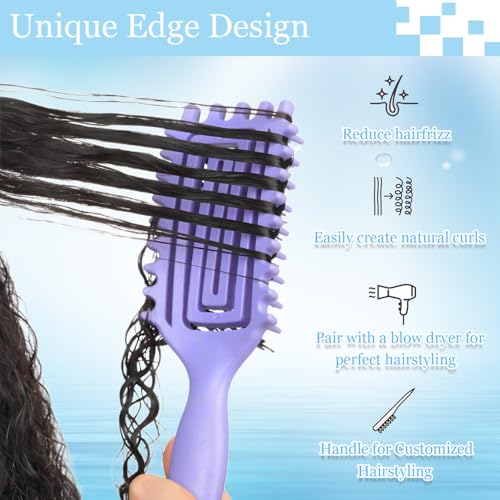Curly Hair Brush,Curl Defining Brush plus 43 Pieces Hair Styling Comb Set(Slick Back Hair Brush,Rat Tail Comb,Edge Bristle Brush) Lightweight Vented for Combing, Shaping, Styling(Green)