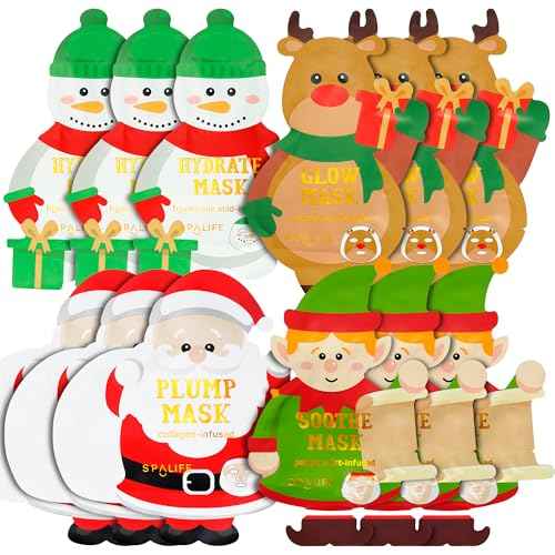 SpaLife Beauty Santa¡¯s Workshop Christmas Face Mask Bundle | Korean Facial Masks | Hydrating, Soothing and Firming Sheet Mask Set | Christmas Face Masks for Women | Spa Party Favors | 12 Pack