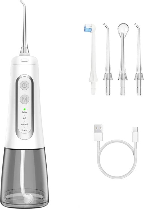 Dygoophy® K1 Cordless Water Flosser, Oral Irrigator 300ml Tank, IPX7 Waterproof, 4 Modes, 30-Day Battery, Quiet Design for Braces, Sensitive Gums & Complete Dental Care (White)