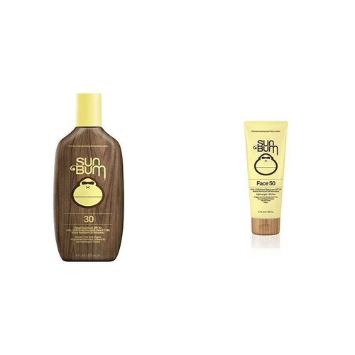 Sun Bum Original Sunscreen Lotion, SPF 30 and Original Moisturizing Face Lotion, SPF 50